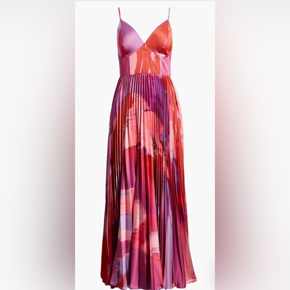 Hutch Hale Empire Waist Gown in Pink Swirl Brushstroke-Size 6- - Picture 2 of 8